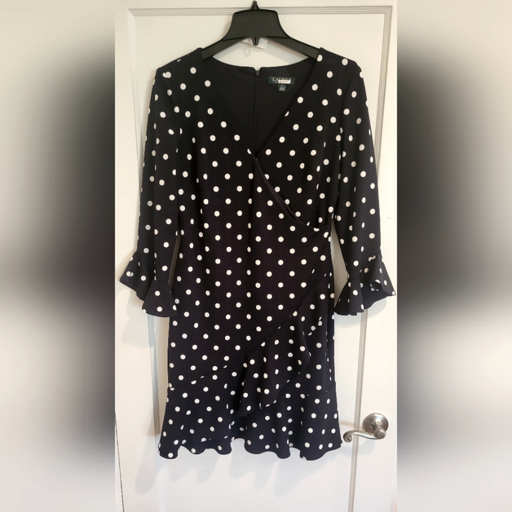 Navy Blue Polkadot - Lauren
